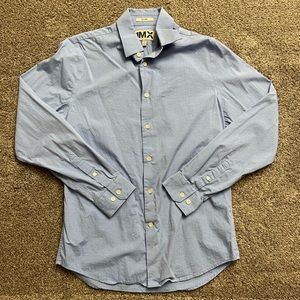 Men’s Express 1MX Fitted Powder Blue Shirt Size Small 14-14.5